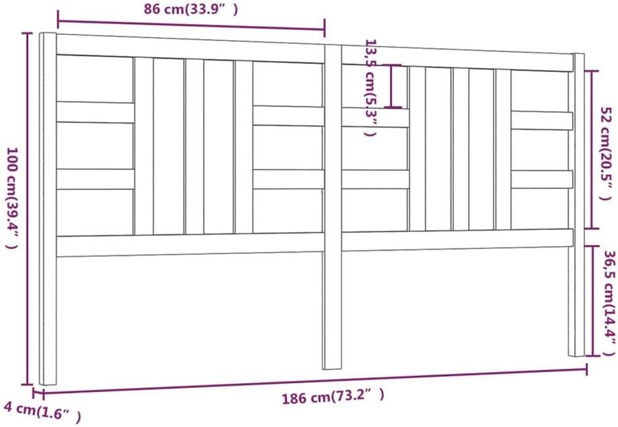 Senza Marchio UJCHVHN Item-Bed Hoofdbord Wit 186x4x100 cm Massief Hout Dennen Bedden & Accessoires Hoofdborden & Voetborden