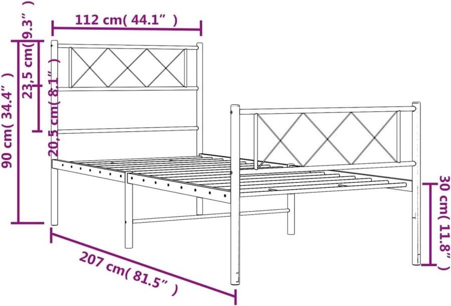 Senza Marchio UJCHVHN Item-Metalen bedframe zonder matras met treeplank wit 107x203cm bedden en accessoires bedden en bedframes