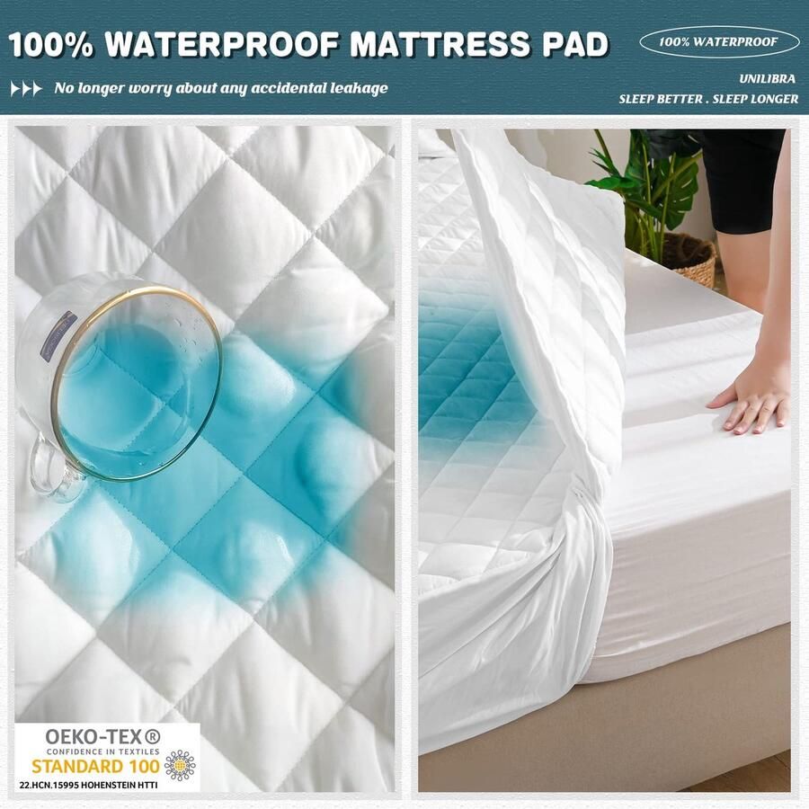 Senza Marchio UNILIBRA RV korte koningin waterdichte matrasbeschermer 6-19-inch diepe zak gemonteerde gewatteerde matrashoes ademende holle katoenen vulling matrasbeschermer voor RV kort queensize bed