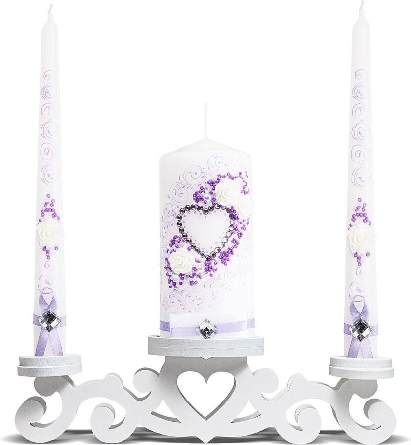 Senza Marchio Unity Kaarsen voor Huwelijksceremonie Unity Decoratieve Bruiloft Kaars Set van 3 Ceremoniële Kaarsen 6 Pillar & 2 10 Tapers Kaarsen Unity Kaars Set Bruiloft Tafel Centerpiece Paars &