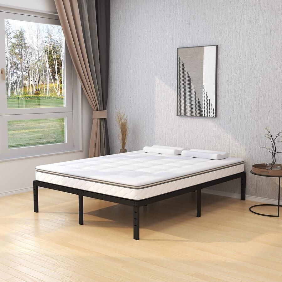 Senza Marchio Upcanso Volledige grootte bedframe Geen doos lente nodig 16 inch metalen platform full size bedframes met 14 inch opslag 1 6 kg zware antislip stalen latten ondersteuning eenvoudige montage matras foundation