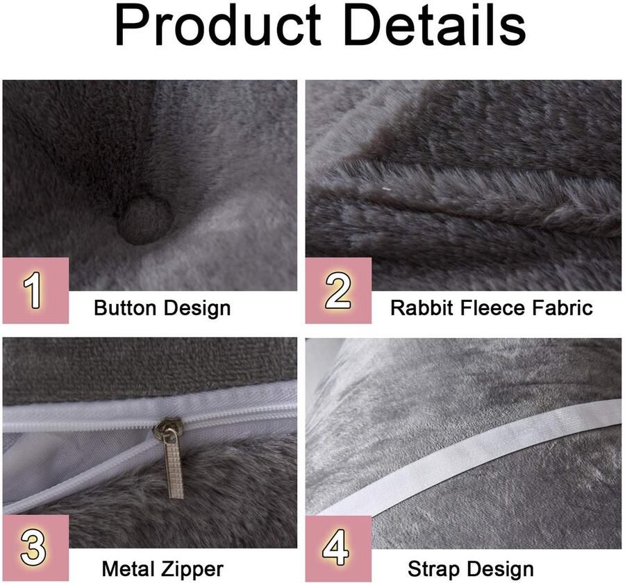 Senza Marchio Upholstered Wall Panels Headboards Support Pillow Rectangular Reading Lumbar Support Cushion Rabbit Down Down Velvet-for Sofa and Bed