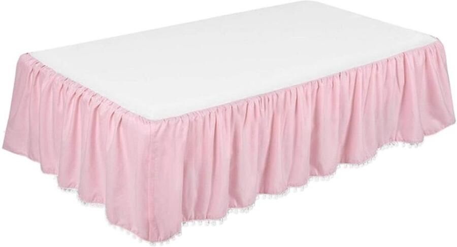 Senza Marchio Valance Laken Tweepersoonsbed Mini Wieg Elastische Bed Ruche Bed Rok Zachte Comfortabele Wrap Rond Fade Resistant Home Hotel Slaapkamer Decoraties Benodigdheden (Roze)
