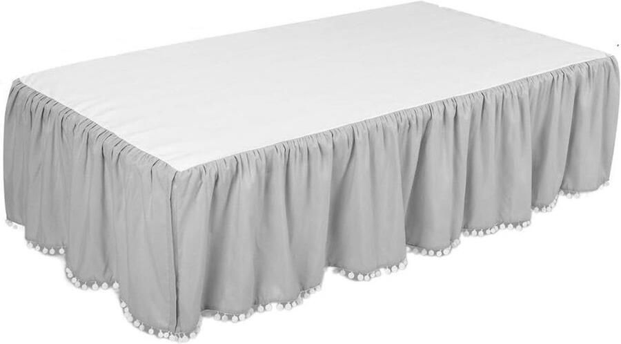 Senza Marchio Valance Laken Tweepersoonsbed Mini Wieg Elastische Bed Ruche Bed Rok Zachte Comfortabele Wrap Rond Fade Resistant Home Hotel Slaapkamer Decoraties Benodigdheden (Grijs)