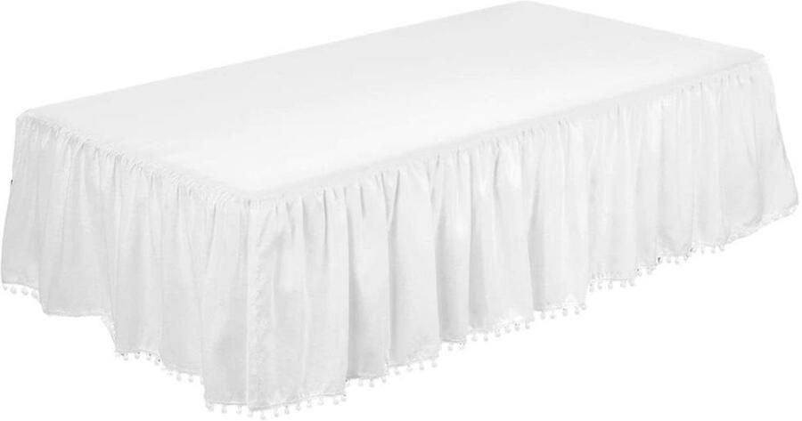 Senza Marchio Valance Laken Tweepersoonsbed Mini Wieg Elastische Bed Ruche Bed Rok Zachte Comfortabele Wrap Rond Fade Resistant Home Hotel Slaapkamer Decoraties Benodigdheden (Wit)