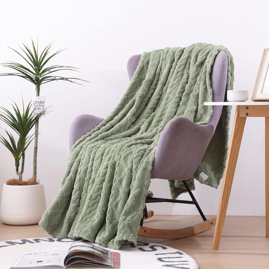 Senza Marchio VANJOROY Fleece deken grote plaid voor bank en bed 400 g m² lichtgewicht deken 100% microvezel donzige zachte warme gezellige pluizige wollen plaid voor stoel bank reizen. (127 × 152 cm