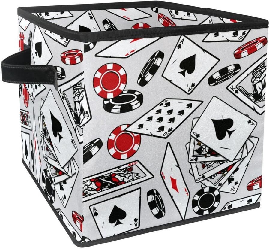 Senza Marchio VAPOKF Opvouwbare opbergdoos stoffen opbergmand kubus organizer bakken met handgrepen voor speelgoed kleding boeken kast slaapkamer thuis gokken chips pokerkaarten