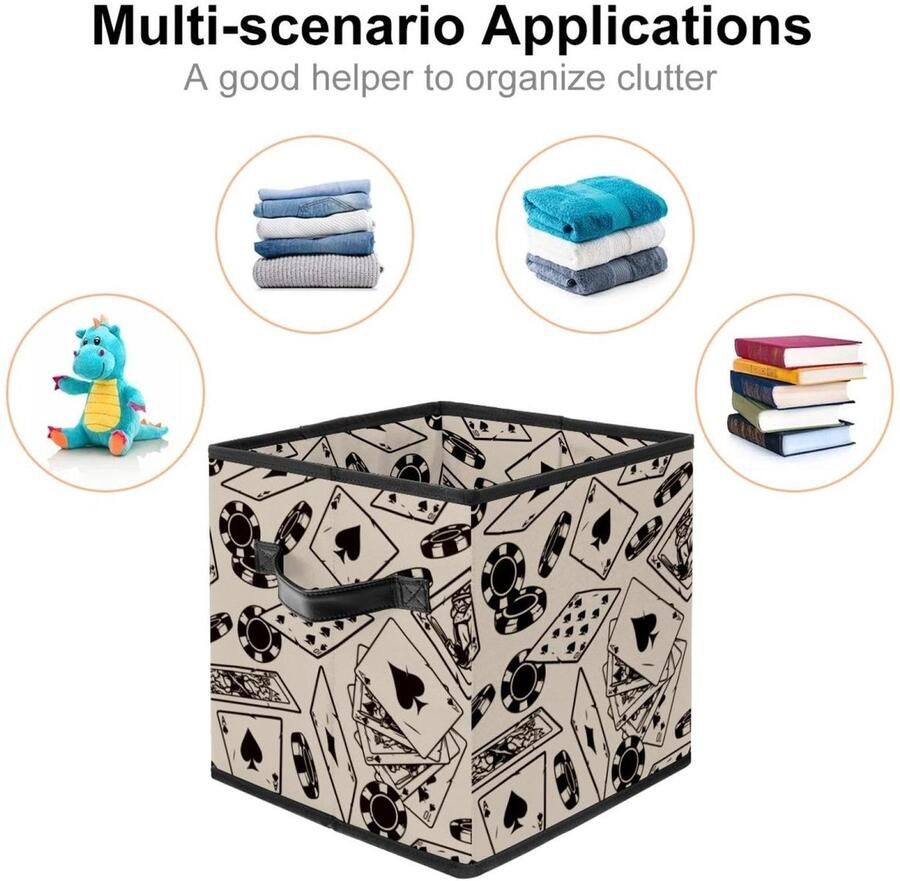 Senza Marchio VAPOKF Opvouwbare opbergdoos stoffen opbergmand kubus organizer bakken met handgrepen voor speelgoed kleding boeken kast slaapkamer thuis schoppen pokerkaart en chips