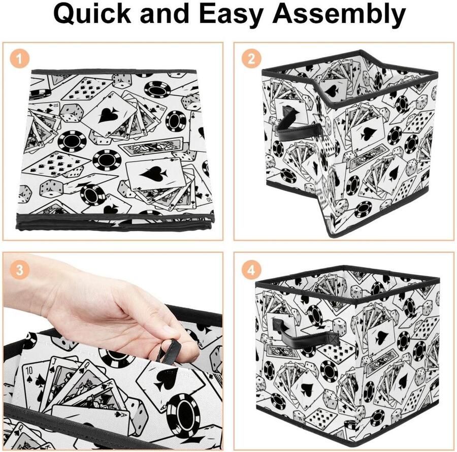 Senza Marchio VAPOKF Opvouwbare opbergdoos stoffen opbergmand kubus organizer bakken met handgrepen voor speelgoed kleding boeken kast slaapkamer thuis schoppen pokerkaartchips dobbelstenen