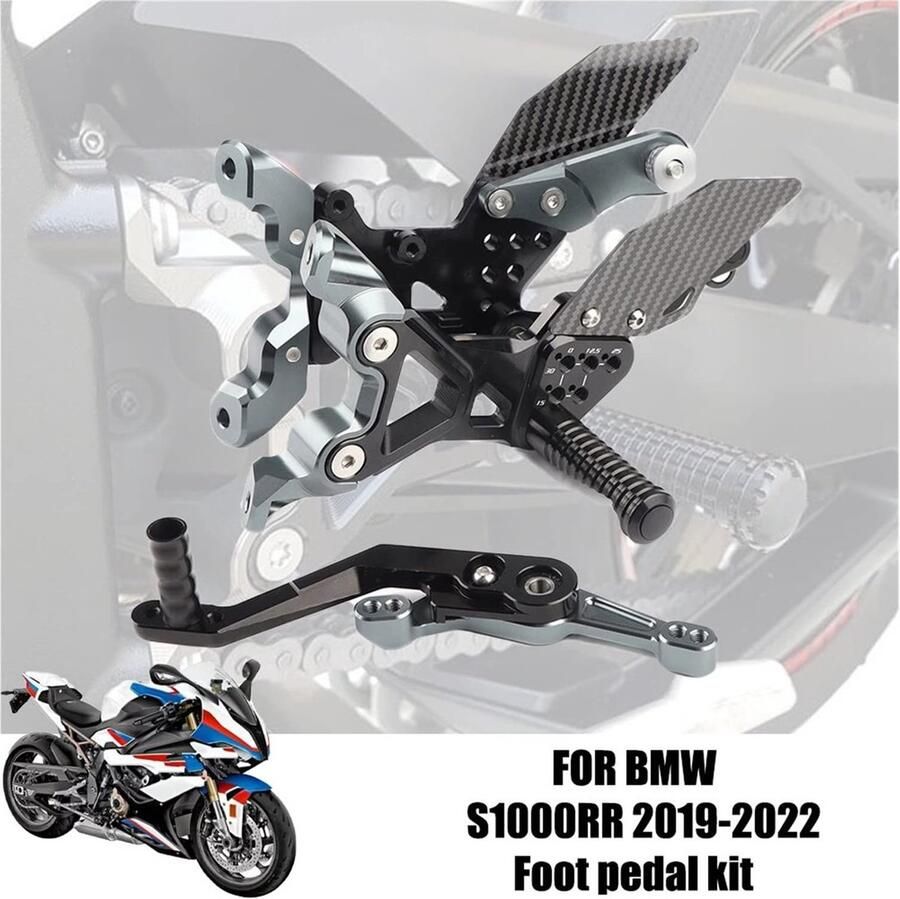 Senza Marchio verstelbare achterste rearsets voetsteun Voor B&MW S1000RR 2021 Voetsteun Carbon Fiber verstelbare achterzijde Sets Voet Pegs Rests Rearset Footpeg K67 S1000 motorfiets accessoires (Color : B)