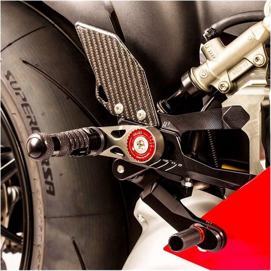 Senza Marchio verstelbare achterste rearsets voetsteun Voor Ducati voor Straat voor Vechter V4 Motorfiets gehele CNC & Koolstofvezel Adjustable Rearsets Voetsteun Achter Set (Color : Racing car V4SV4V4R