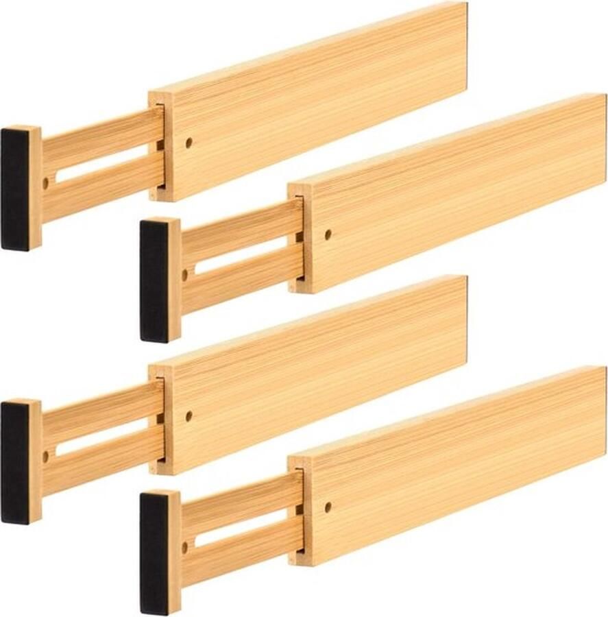 Senza Marchio Verstelbare bamboe ladeverdeler 4 delig lade-organizer geveerd scheidingssysteem keuken badkamer 43 56 cm gereedschap huis babylade kleding