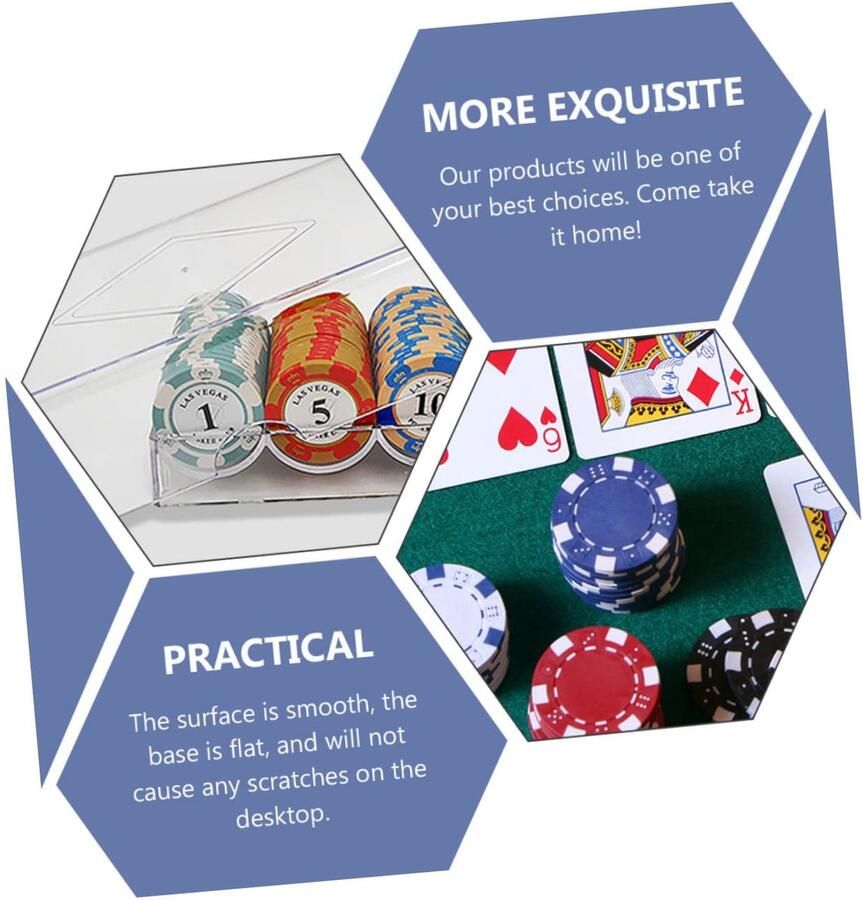 Senza Marchio VICASKY 2 Stuks Chip Frites Opslag Container Zichtbare Fritesbak Geval Van Pokerchips Poker Chip Rek Plastic Opbergdozen Voor Kleding Kunststof Houder Opslagruimte Met Deksel