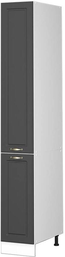 Senza Marchio Vicco 291 Keukenkast keukenmeubel Fame-Line landhuis keuken inbouwkeuken kitchenette afdekplaat onderkast hoge kast hangkast (wit-antraciet-goud hoge apothekerskast 30 cm)