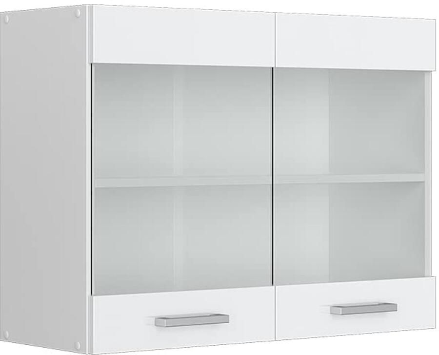 Senza Marchio Vicco Keukenkast hangkast onderkast keukenkast keukenonderkast werkblad meubels verkrijgbaar in antraciet en wit (wit zonder werkblad glazen hangkast 80 cm)