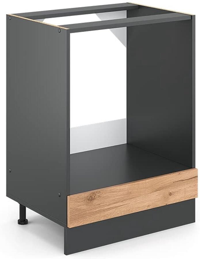 Senza Marchio Vicco R-Line Keukenkast hangkast onderkast keukenblok antraciet (eiken ovenombouwkast 60 cm)