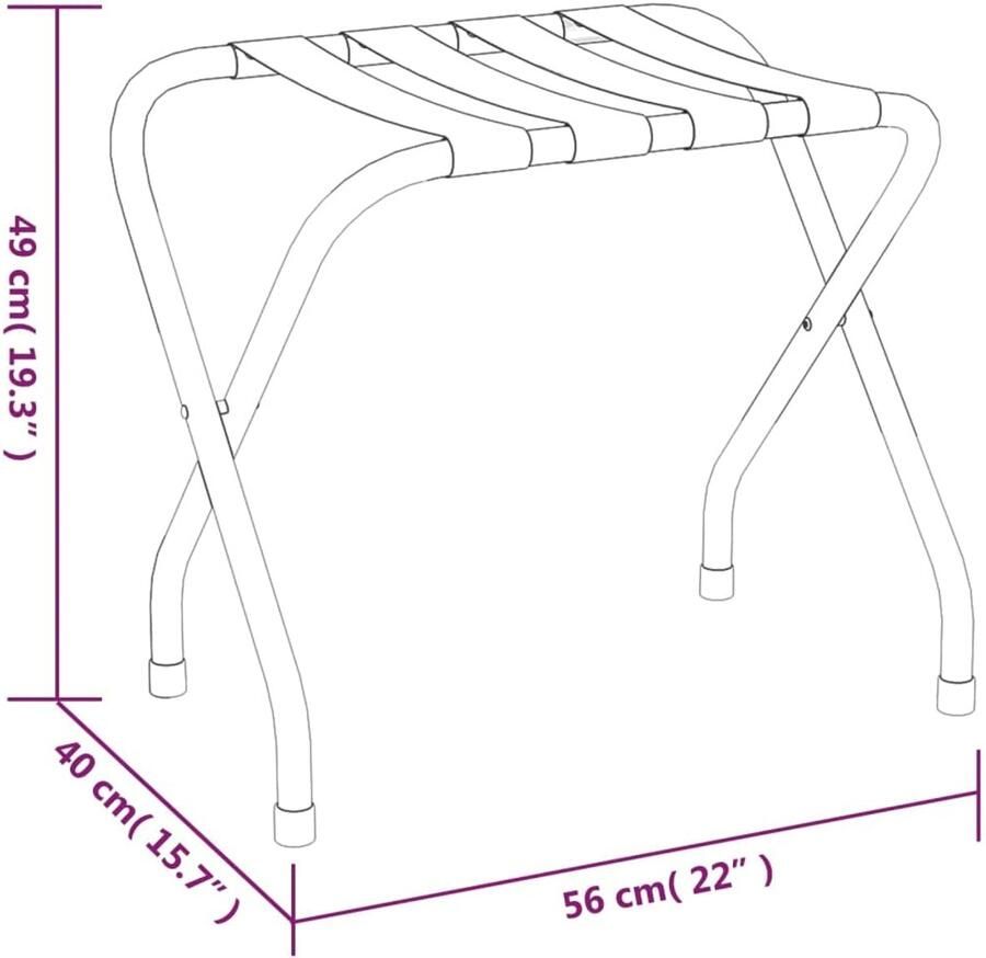 Senza Marchio vidaXL Bagagerek 56x40x49 cm zwart en zilver hotel bagagerek hostel bagagerek herberg bagage standaard logement bagagerek bagage standaard