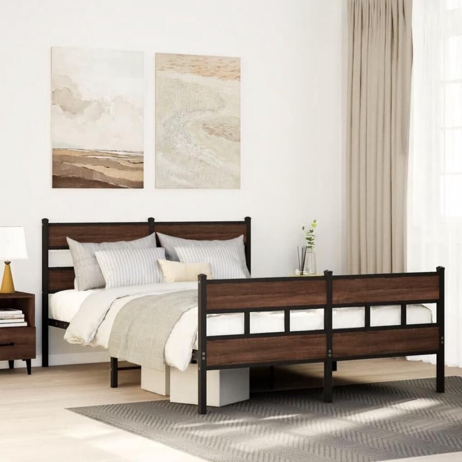 Senza Marchio vidaXL Bedframe met hoofdbord en voetbord zonder matras 140x190 cm tweepersoonsbed bedombouw logeerbed bed ledikant bed frame metalen bedframe