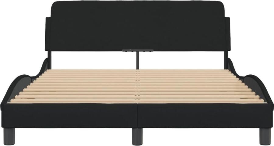 Senza Marchio vidaXL Bedframe met hoofdbord stof zwart 140x200 cm bed ombouw stoffen bed bedbodem 2-persoons bed gebogen bedframe