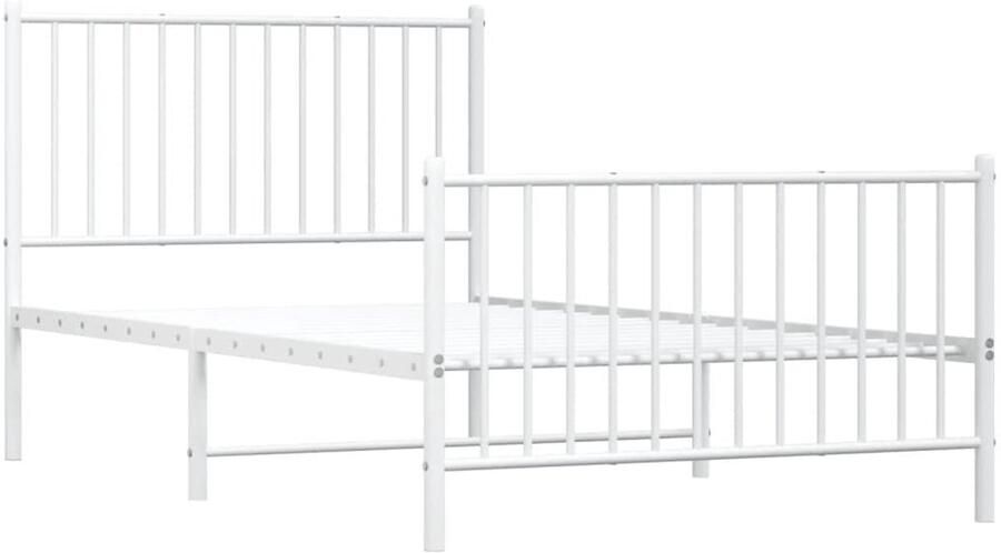 Senza Marchio vidaXL Bedframe met hoofdeinde en voetenplank Thuis Slaapkamer Meubels Geestelijk Platform Bed Base Frame Bedstead Matras Foundation Wit Staal