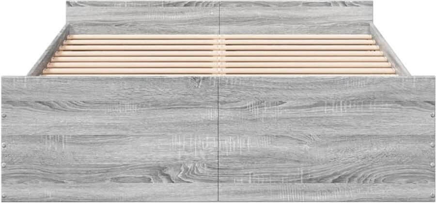 Senza Marchio vidaXL Bedframe met lades bewerkt hout grijs sonoma eiken 135x190 cm bed ombouw 2 persoonsbed bedbodem slaapkamermeubel tweepersoonsbed