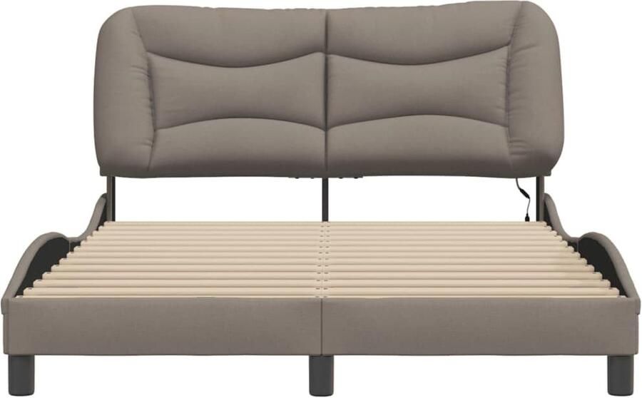 Senza Marchio vidaXL Bedframe met LED-verlichting stof taupe 140x200 cm bed ombouw stoffen bed bedbodem 2-persoons bed gebogen bedframe