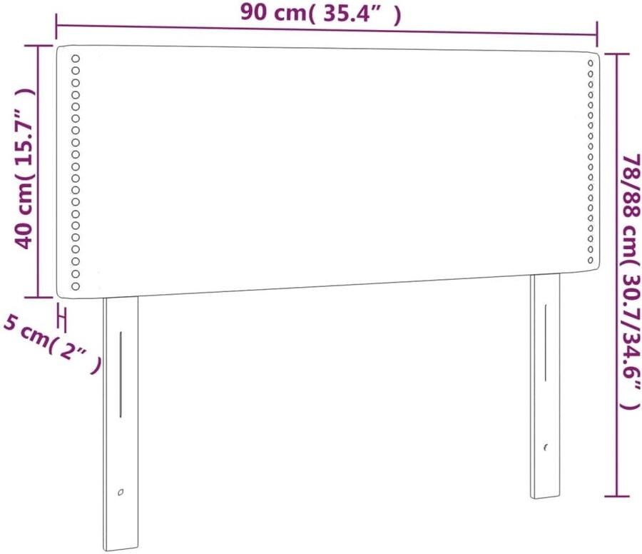 Senza Marchio vidaXL Hoofdbord LED 90x5x78 88 cm fluweel zwart hoofdeinde houten hoofdeinde bedonderdeel houten hoofdbord slaapkamermeubel bedaccessoire