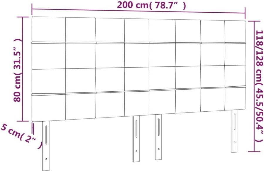 Senza Marchio vidaXL Hoofdborden 4 st 100x5x78 88 cm stof zwart hoofdeinde houten hoofdeinde bedonderdeel houten hoofdbord slaapkamermeubel bedaccessoire