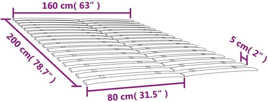Senza Marchio vidaXL Lattenbodems 2 st met 34 latten 80x200 cm bedframe latten bodem bed frame bedbodem bed bodem latten bed opvouwbare lattenbodem