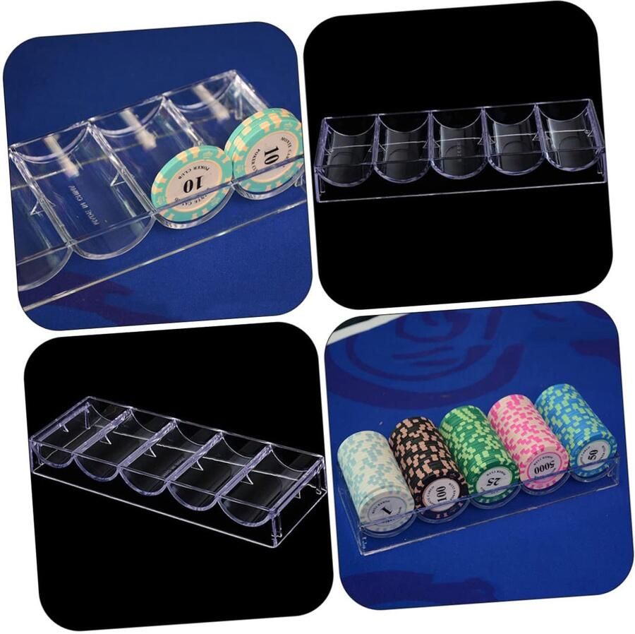 Senza Marchio VINTORKY 1Pc Box Chip Rack Game Chip Container Acryl Materiaal Clear Container Tafel Trays Poker Chip Houder Acryl Chip Case Acryl Organizer Poker Chips Container Eettafel Benodigdheden