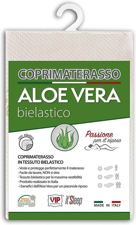Senza Marchio V.I.P Very Important Pillow matrasoplegger Aloe Vera met elastische hoekband Jacquard Bi tweepersoonsbed