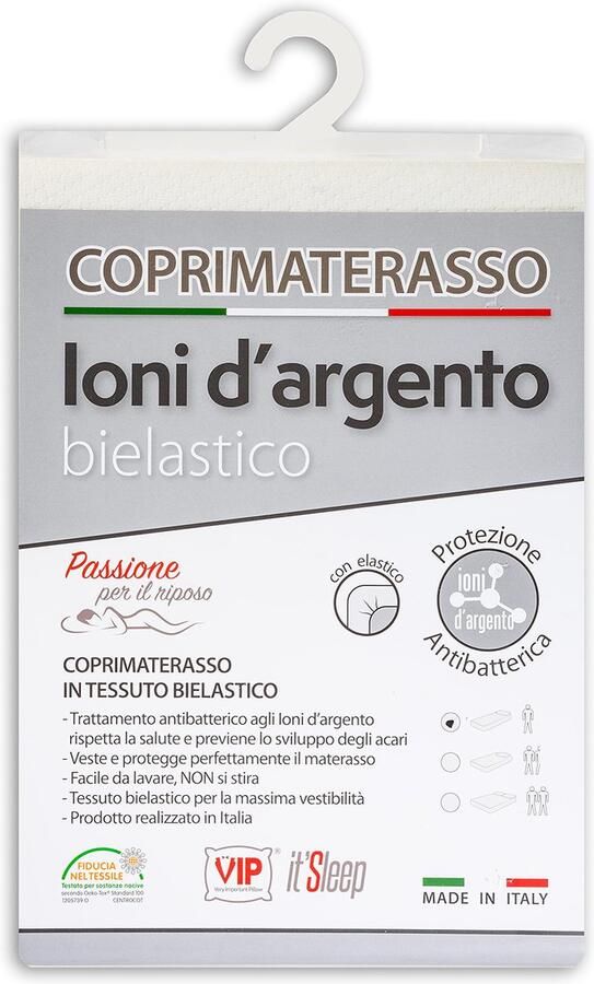 Senza Marchio V.I.P Very Important Pillow matrasoplegger antibacteriële zilverionen Silver + Jacquard Bi tweepersoonsbed