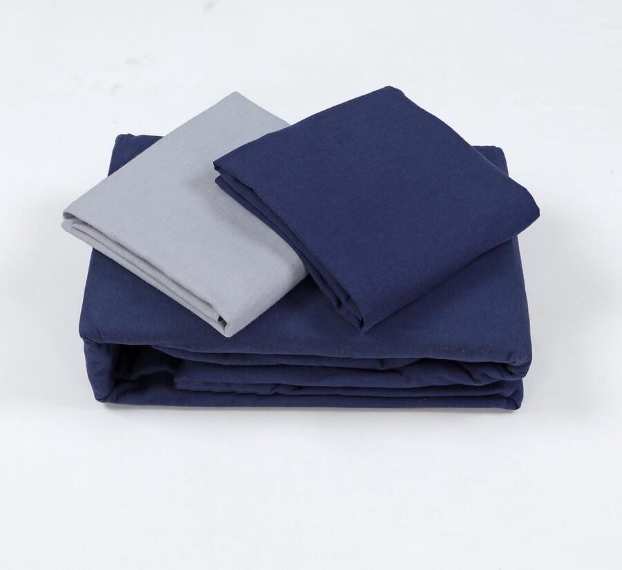 Senza Marchio Vision Omkeerbaar flanellen beddengoed – blauw grijs – dekbedovertrek 240 x 220 cm met 2 kussenslopen voor tweepersoonsbed – 100% katoen flanel – zacht en warm