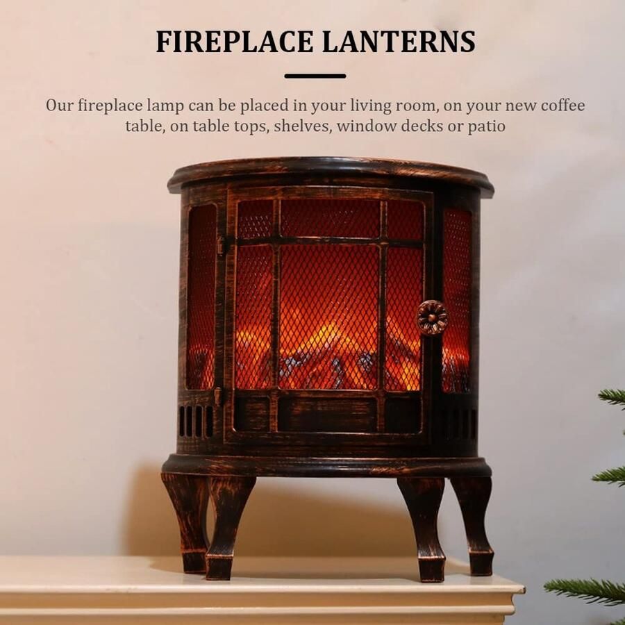 Senza Marchio Vlamloze lantaarn kleine nep open haard lantaarns kerst ornament opknoping lantaarns lamp simulatie vlam brandlichten batterij uitgevoerd woondecoratie for partij camping bar