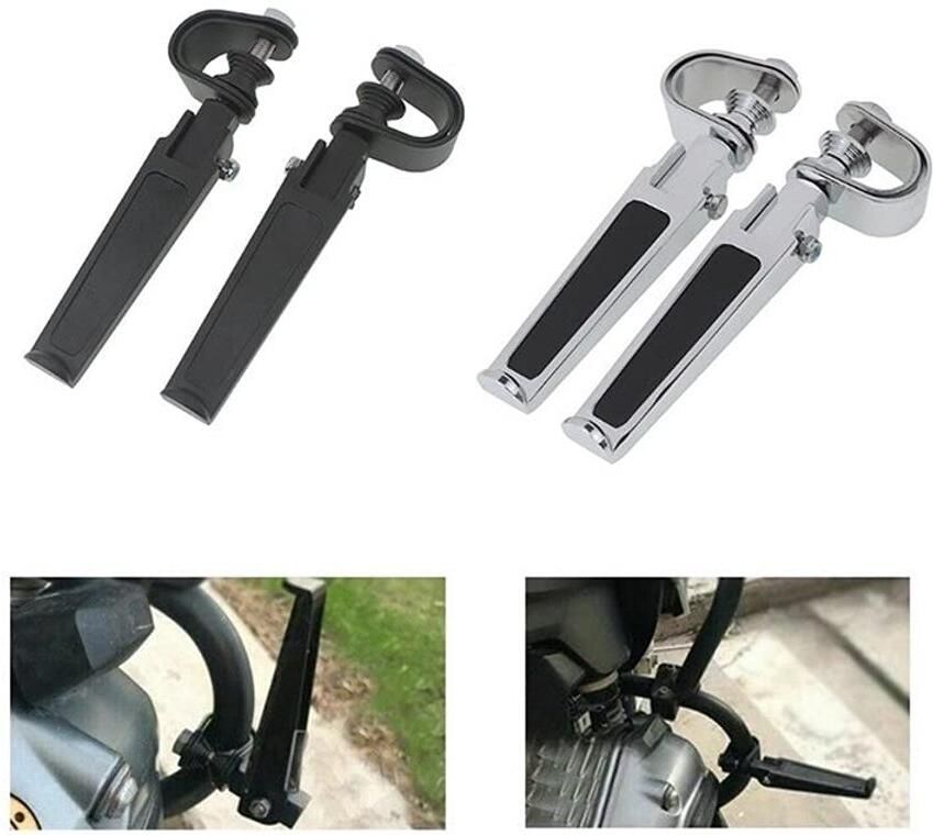 Senza Marchio Voetsteun Motorfiets Highway Motor Crash Bar Guard Foot Pegs Klem Voetsteun Mount Rest voor H&arley C&hopper Bobber Custom 1-1 4Chrome Voetpedalen Motorfietsen (Color : Zwart)