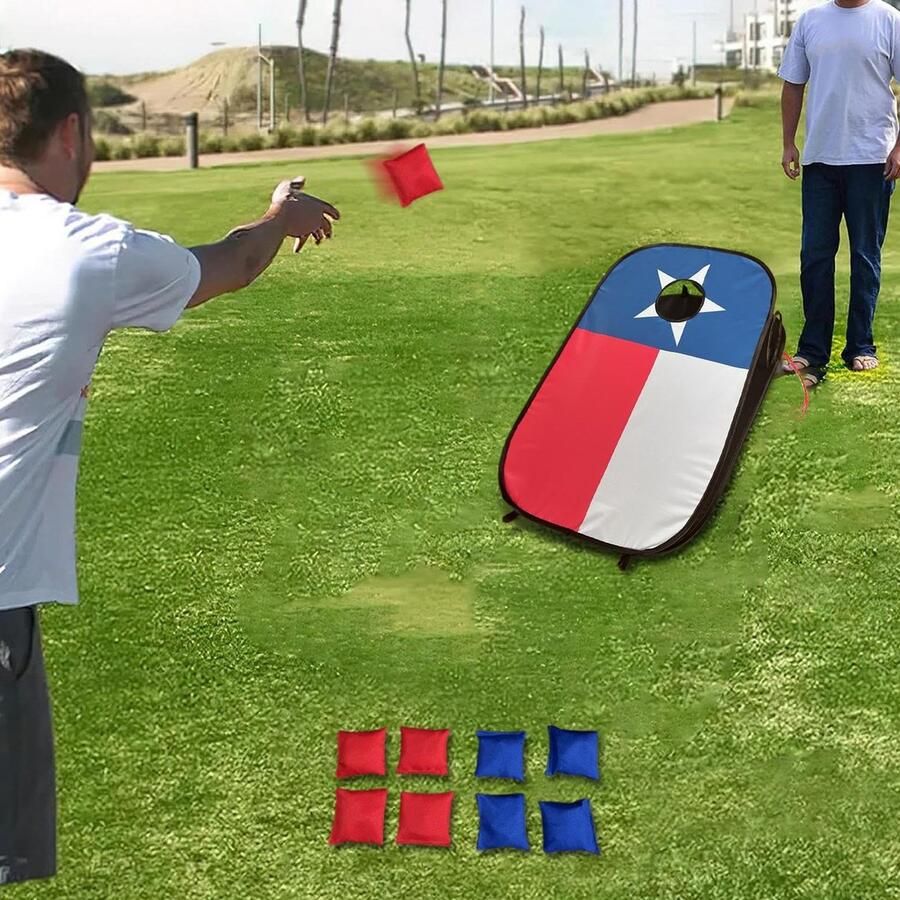 Senza Marchio Vriusi Zitzak Toss-spelset Zitzak Toss-spel voor kinderen Maïsgatspellen met 8 zitzakken Draagbare Cornhole-spelset voor volwassenen en kinderen speelgoed in de achtertuin op het strand