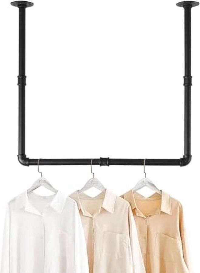 Senza Marchio Wandgemonteerde kledingstang van industrieel staal multifunctionele hangstang voor wasgoed woonkamer en kast 1 pak