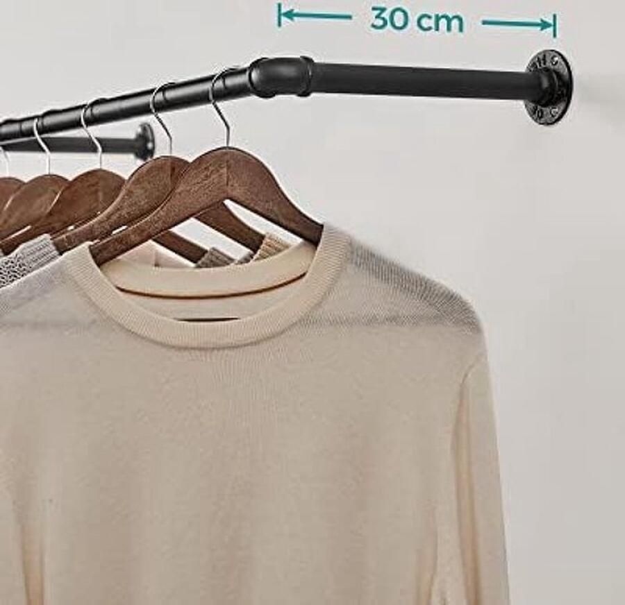 Senza Marchio Wandkapstok met Industriële Buizen Ruimtebesparend 92 x 30 x 7 5 cm Zwart