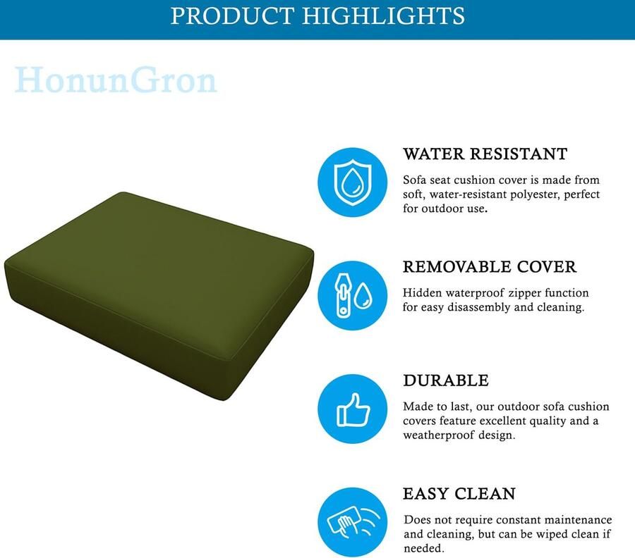 Senza Marchio Waterdichte patio kussenhoezen set van 6 kussenslopen voor buiten voor L bank hoekbank tuin rotan kussenslopen met rits vervangende hoezen (matcha groen 50 x 45 cm)