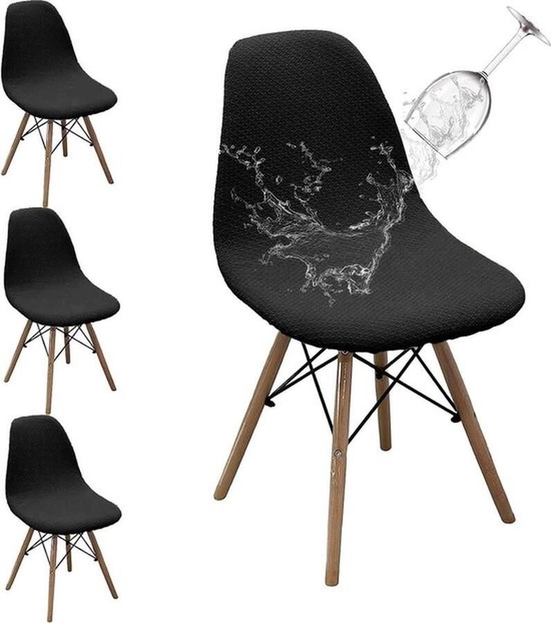 Senza Marchio Waterproof Dining Chair Covers Scandinavian Kitchen Elastic and Adjustable Black Chair Covers