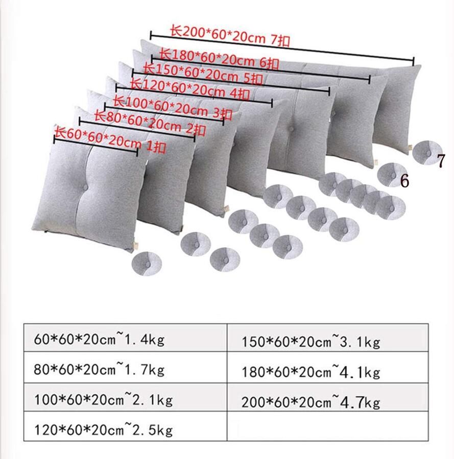 Senza Marchio Wedge Cushion Bedrest Pillow Wedge Positioning Bed Upholstered Headboard Back Support Reading Relaxing Pillow for Adult Backrest