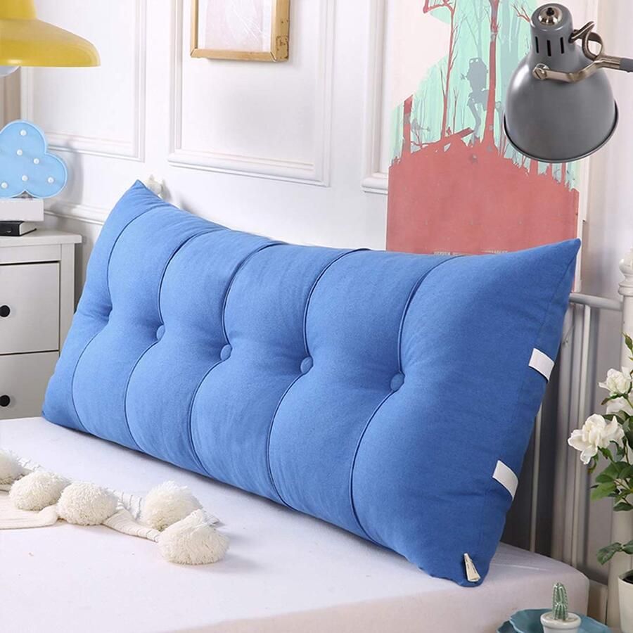 Senza Marchio Wedge Cushion Bedrest Pillow Wedge Positioning Bed Upholstered Headboard Back Support Reading Relaxing Pillow for Adult Backrest