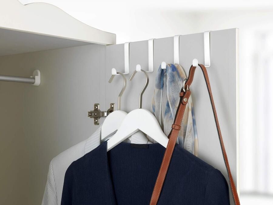 Senza Marchio WENKO Deurhaken set van 4 kapstokhaken voor de deur in de badkamer of keuken 7 6 x 1 2 x 6 cm mat wit