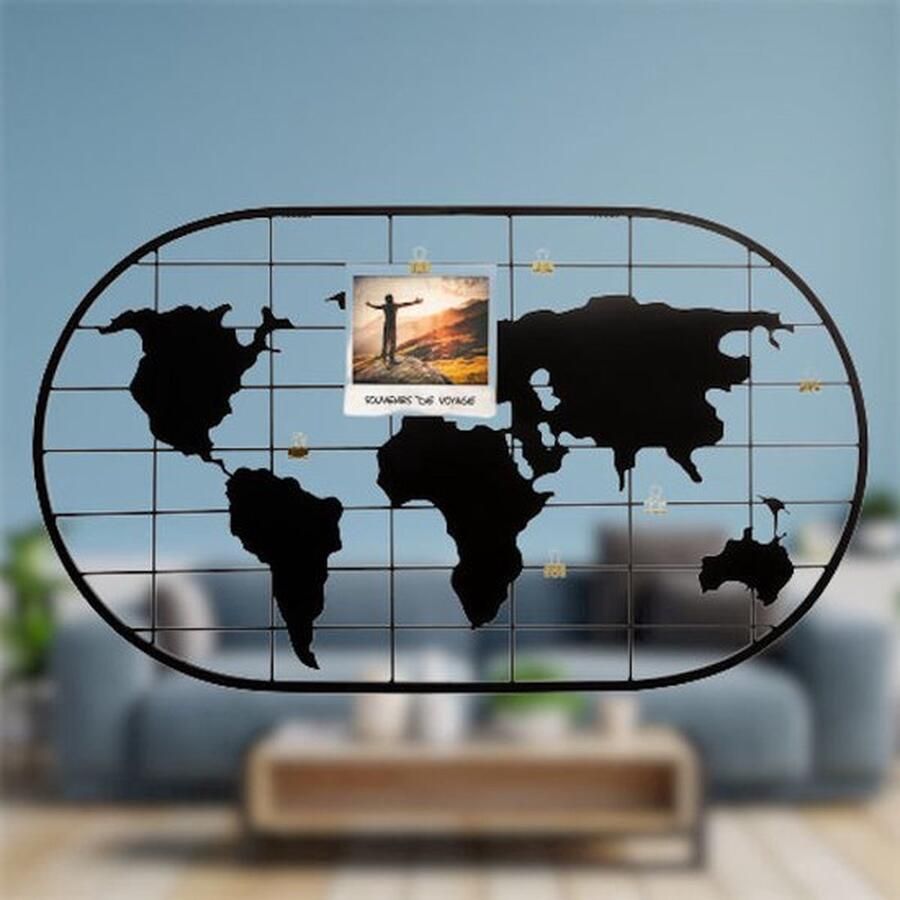 Senza Marchio Wereld Foto wandrek Foto Frame Met gouden clip om foto's optehangen Industrieel Wanddecoratie Metaal Zwart