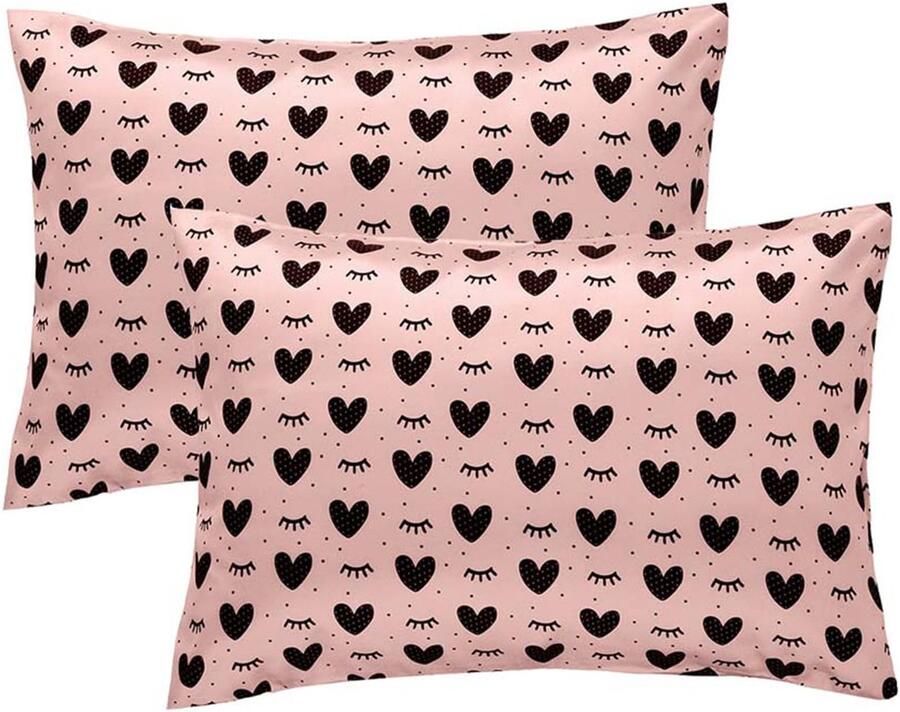 Senza Marchio Winmany 2 stuks peuter kussenslopen baby zijde satijnen kussenslopen 49 x 36 cm wieg bed envelop kussensloop kinderen zachte reizen kussenslopen paar gevallen voor jongens meisjes machinewasbaar (roze