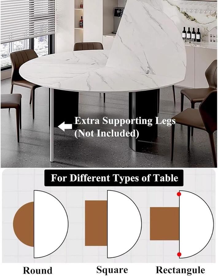 Senza Marchio Wit 140cm BESTXH White Marble Top Dining Table Elegant Decor Foldable Wood Table Top for Kitchen Coffee Side Table Heavy Duty Round Table Tops Only Easy to Store