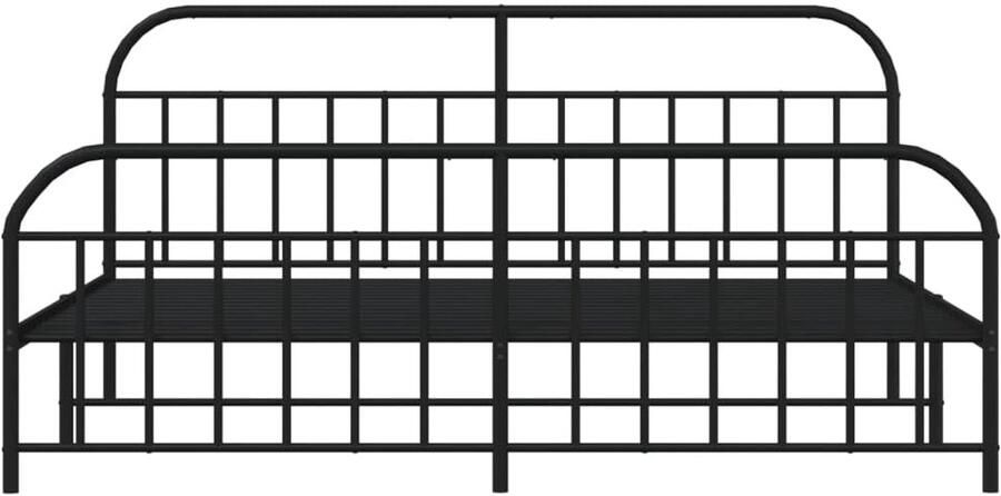 Senza Marchio WKIEQACO Bedden en accessoires bedden en bedframes metalen bedframe zonder matras met treeplank zwart 200x200cm - Foto 2