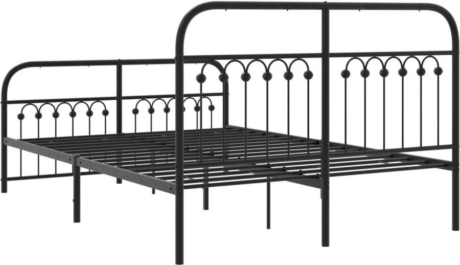 Senza Marchio WKIEQACO Bedden en accessoires bedden en bedframes metalen bedframe zonder matras met voetenplank zwart 140x190cm - Foto 2
