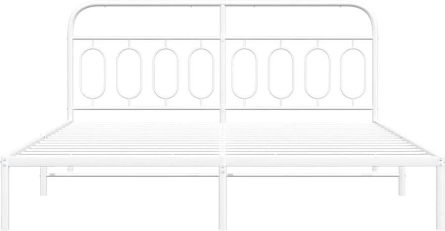 Senza Marchio WKIEQACO Bedden en accessoires bedden en bedframes metalen bedframe zonder matras met hoofdeinde wit 193x203cm
