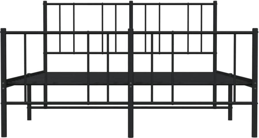 Senza Marchio WKIEQACO Bedden en accessoires bedden en bedframes metalen bedframe zonder matras met voetenplank zwart 140x190cm